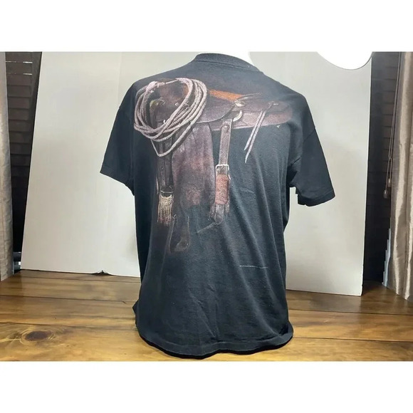 Vintage T Shirt CMJ RODEO COWBOY HORSE BIG PEINT SADDLE SZ XL Single Stitch 1993 - Picture 1 of 7